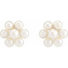 14K White Cultured White Freshwater Pearl Flower Earrings