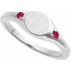 Platinum Engravable Natural Ruby Signet Ring