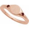 14K Rose Engravable Natural Mozambique Garnet Signet Ring