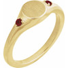 14K Yellow Engravable Natural Mozambique Garnet Signet Ring