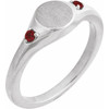 Platinum Engravable Natural Mozambique Garnet Signet Ring