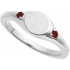 Platinum Engravable Natural Mozambique Garnet Signet Ring