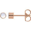 14K Rose Natural Rainbow Moonstone Bezel-Set Earring