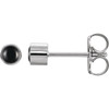 14K White Natural Black Onyx Bezel-Set Earring