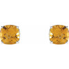 Sterling Silver 5x5 mm Cushion Natural Citrine Earrings