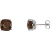 Sterling Silver 7x7 mm Cushion Natural Smoky Quartz Earrings