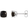 Sterling Silver 5x5 mm Cushion Natural  Black Onyx Earrings