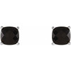 Sterling Silver 8x8 mm Cushion Natural Black Onyx Earrings