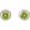 Rhodium-Plated Sterling Silver Natural Peridot Bezel-Set Earrings