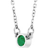 Rhodium-Plated Sterling Silver Lab-Grown Emerald Solitaire 16" Necklace