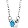 Rhodium-Plated Sterling Silver Natural Blue Zircon Solitaire 16" Necklace
