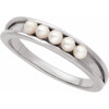 Sterling Silver Cultured White Seed Pearl Stackable Ring