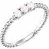 Genuine  Sterling Silver Opal Stackable Beaded Ring