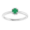 Sterling Silver Lab-Grown Emerald Solitaire Rope Ring