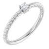 Sterling Silver 3 mm Natural White Sapphire Solitaire Rope Ring