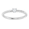 Sterling Silver 3 mm Natural White Sapphire Solitaire Rope Ring