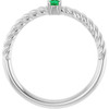 Sterling Silver 3 mm Lab-Grown Emerald Solitaire Rope Ring