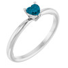 Sterling Silver Natural London Blue Topaz Heart Solitaire Ring