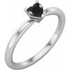 Sterling Silver Natural Black Onyx Heart Solitaire Ring