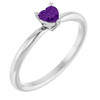 Sterling Silver Natural Amethyst Heart Solitaire Ring