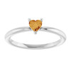 Sterling Silver Natural Citrine Heart Solitaire Ring