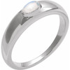 Sterling Silver Natural Rainbow Moonstone Cabochon Dome Ring