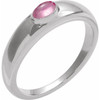 Sterling Silver Natural Pink Tourmaline Dome Ring