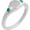 Sterling Silver Engravable Lab-Grown Emerald Signet Ring