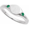 Sterling Silver Engravable Lab-Grown Emerald Signet Ring