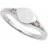 Sterling Silver Engravable Natural White Sapphire Signet Ring