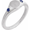 Sterling Silver Engravable Lab-Grown Blue Sapphire Signet Ring
