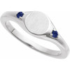 Sterling Silver Engravable Lab-Grown Blue Sapphire Signet Ring