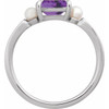Sterling Silver Natural Amethyst & Cultured White Akoya Pearl Ring