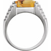 Sterling Silver 8x6 mm Emerald Natural Citrine Ring