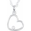 Sterling Silver .015 CT Natural Diamond Heart 18" Necklace