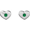 Sterling Silver Lab-Grown Emerald Heart Earrings       