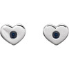 Sterling Silver Lab-Grown Blue Sapphire Heart Earrings   