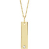 18K Yellow Gold-Plated Sterling Silver .03 CT Natural Diamond Engravable Bar 16-18" Necklace