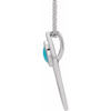 Sterling Silver Natural Turquoise Cabochon Pyramid 16-18" Necklace