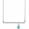 Sterling Silver Natural Blue Zircon Bezel-Set 18" Necklace