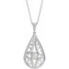 Sterling Silver Cultured White Freshwater Pearl Vintage-Inspired 16-18" Necklace