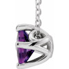 Sterling Silver 4.5x4.5 mm Square Natural Amethyst Solitaire 16-18" Necklace