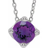 Sterling Silver 6 mm Round Natural Amethyst Solitaire 16-18" Necklace