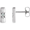 Sterling Silver Natural White Sapphire Bar Earrings