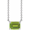 Sterling Silver Natural Peridot 18" Necklace