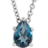 Sterling Silver 6x4 mm Pear London Blue Topaz 16-18" Necklace
