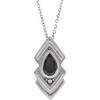 Sterling Silver Natural Black Onyx Geometric 16-18" Necklace