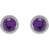 Sterling Silver 3 mm Natural Amethyst Beaded Bezel-Set Earrings