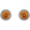 Sterling Silver 4.5 mm Natural Citrine Beaded Bezel-Set Earrings