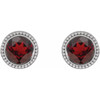 Sterling Silver 5 mm Natural Mozambique Garnet Beaded Bezel-Set Earrings